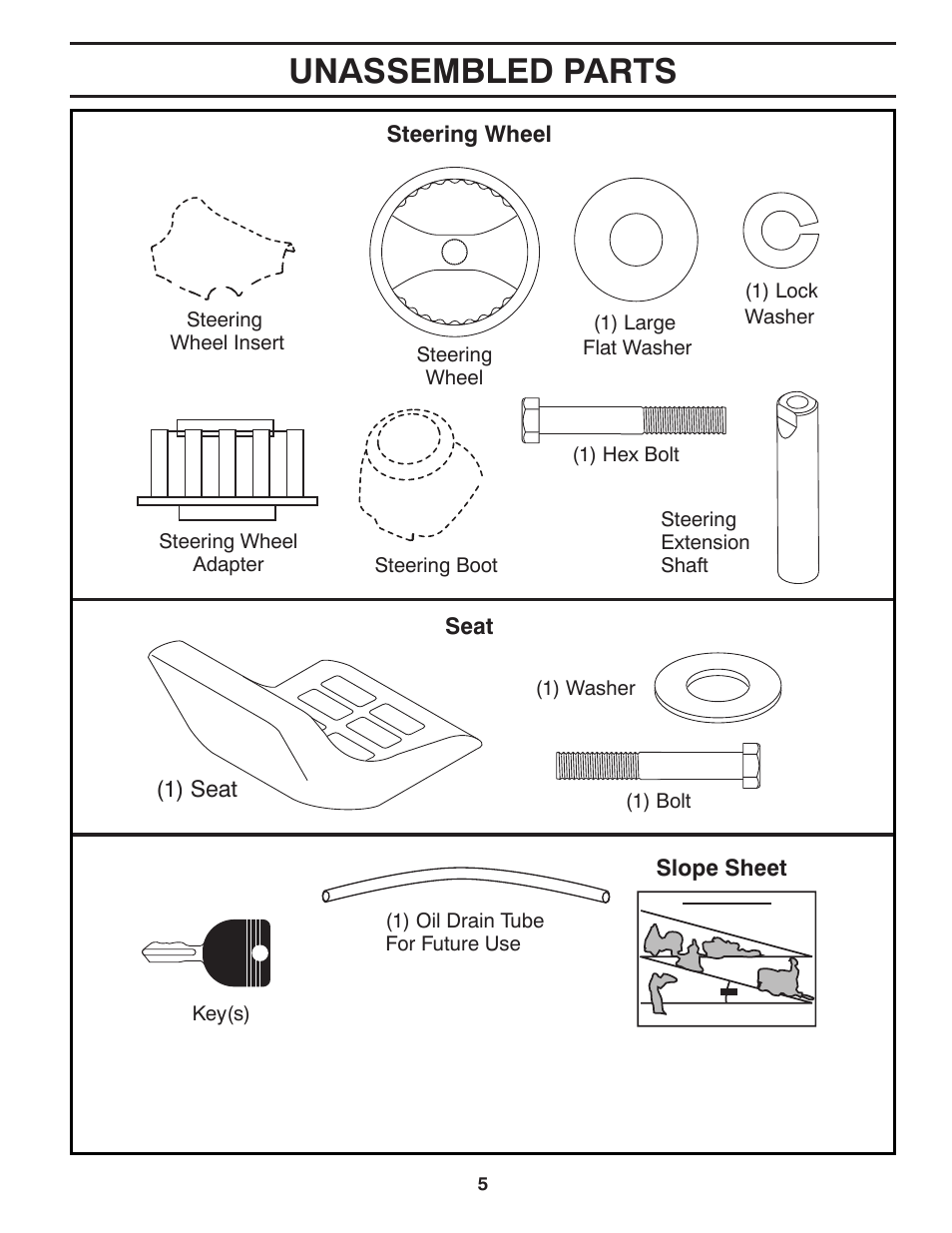 Unassembled parts | McCulloch MC195H42LT User Manual | Page 5 / 28