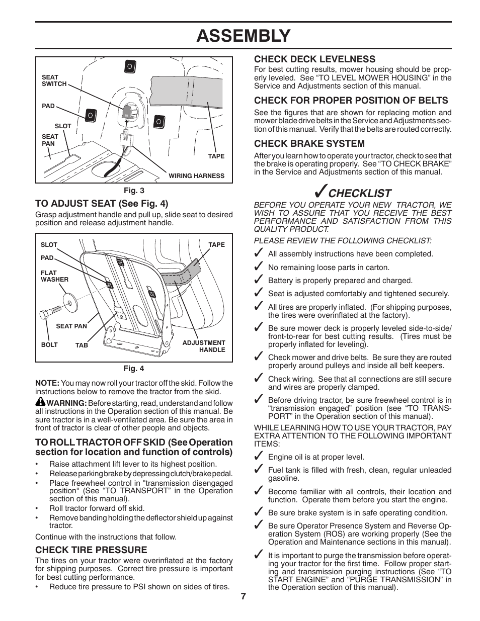 Assembly, Checklist | McCulloch MC195H42LT User Manual | Page 7 / 28