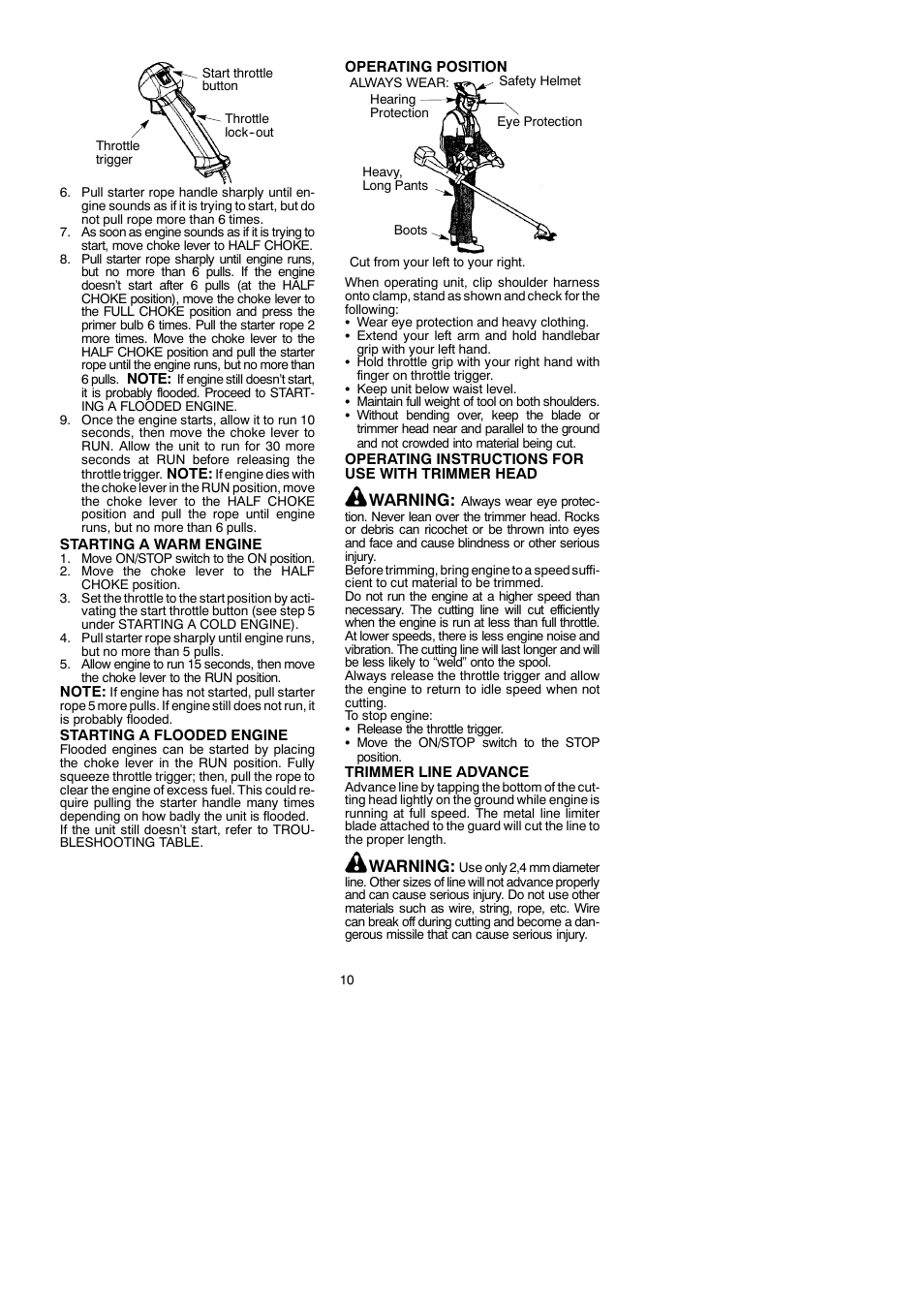 Warning | McCulloch MAC 250 B User Manual | Page 10 / 18