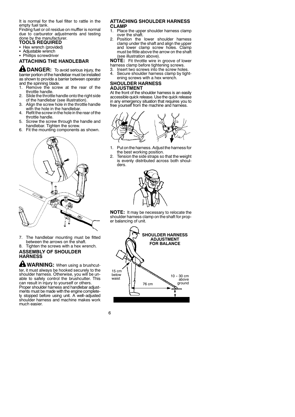 Danger, Warning | McCulloch MAC 250 B User Manual | Page 6 / 18