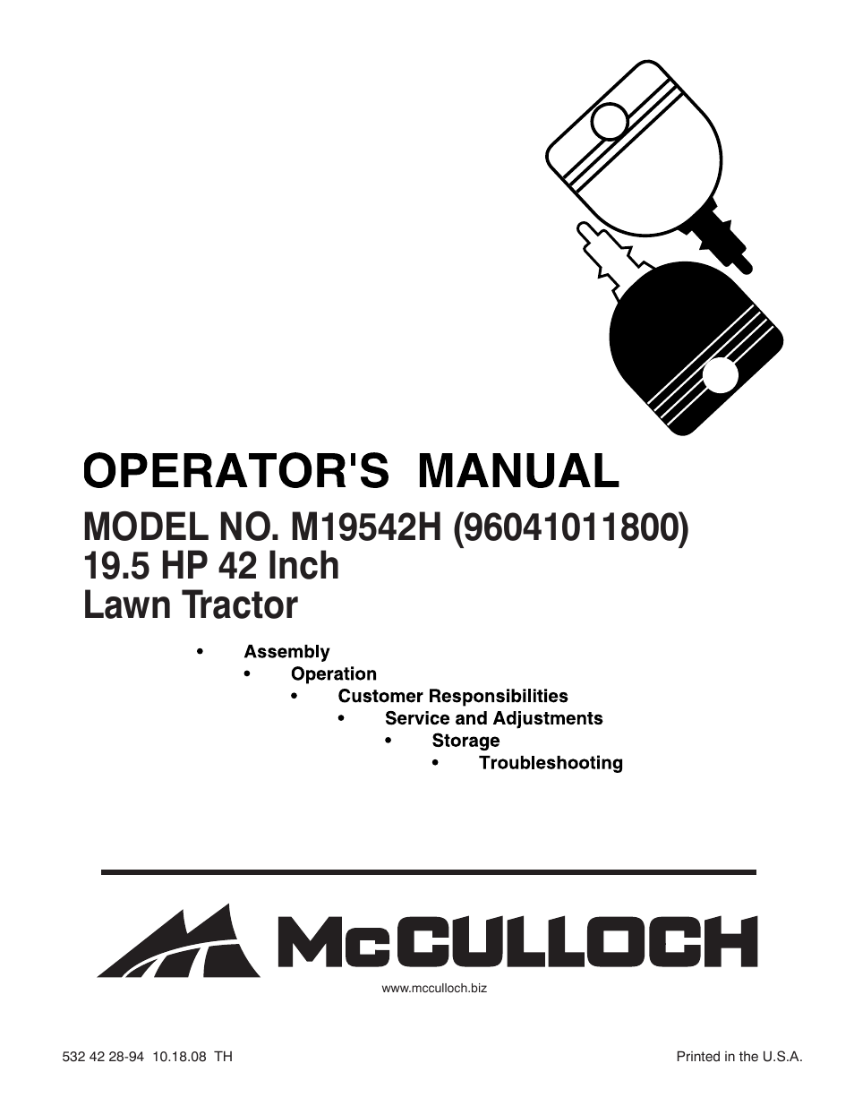 McCulloch M19542H User Manual | 32 pages