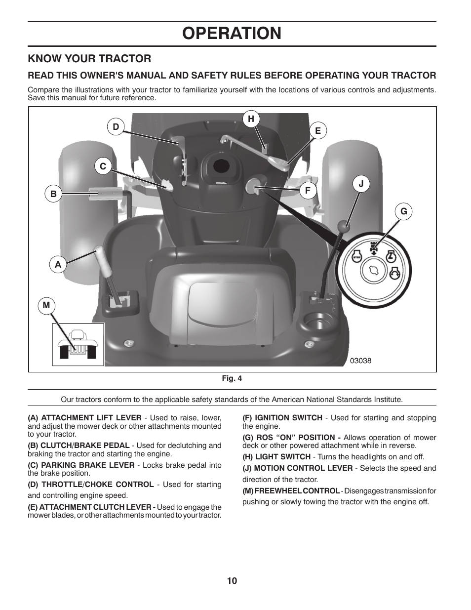Operation, Know your tractor | McCulloch M19542H User Manual | Page 10 / 32