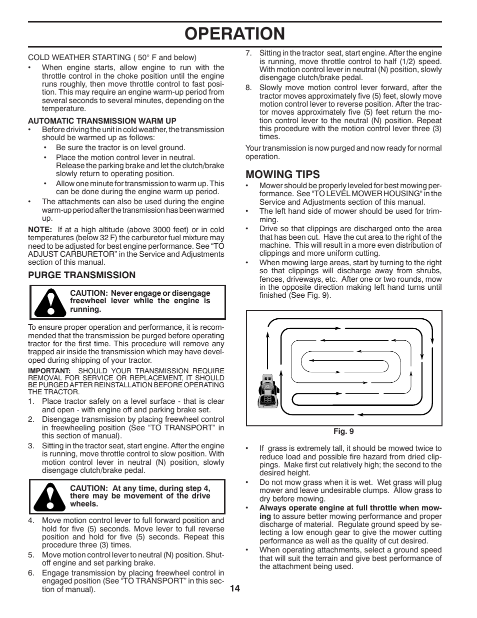 Operation, Mowing tips | McCulloch M19542H User Manual | Page 14 / 32