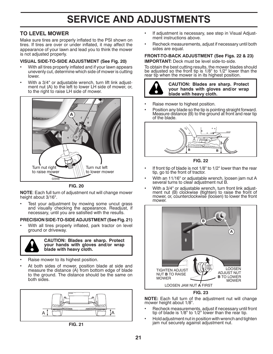 Service and adjustments | McCulloch M19542H User Manual | Page 21 / 32