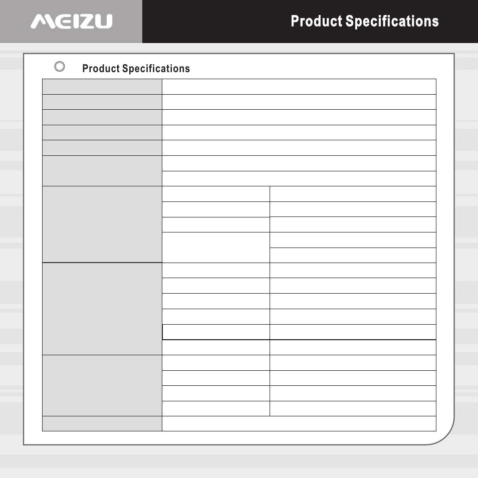 Product specifications | Meizu X6 User Manual | Page 68 / 72