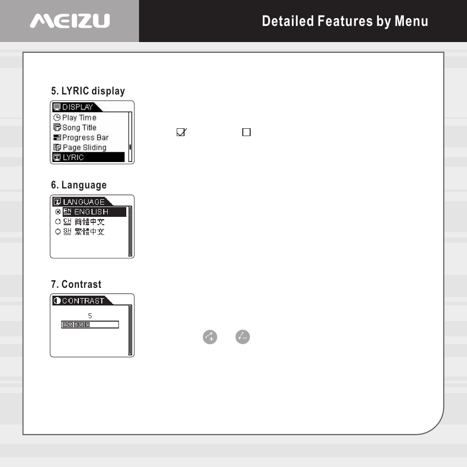 Detailed features by menu | Meizu E5 User Manual | Page 35 / 72