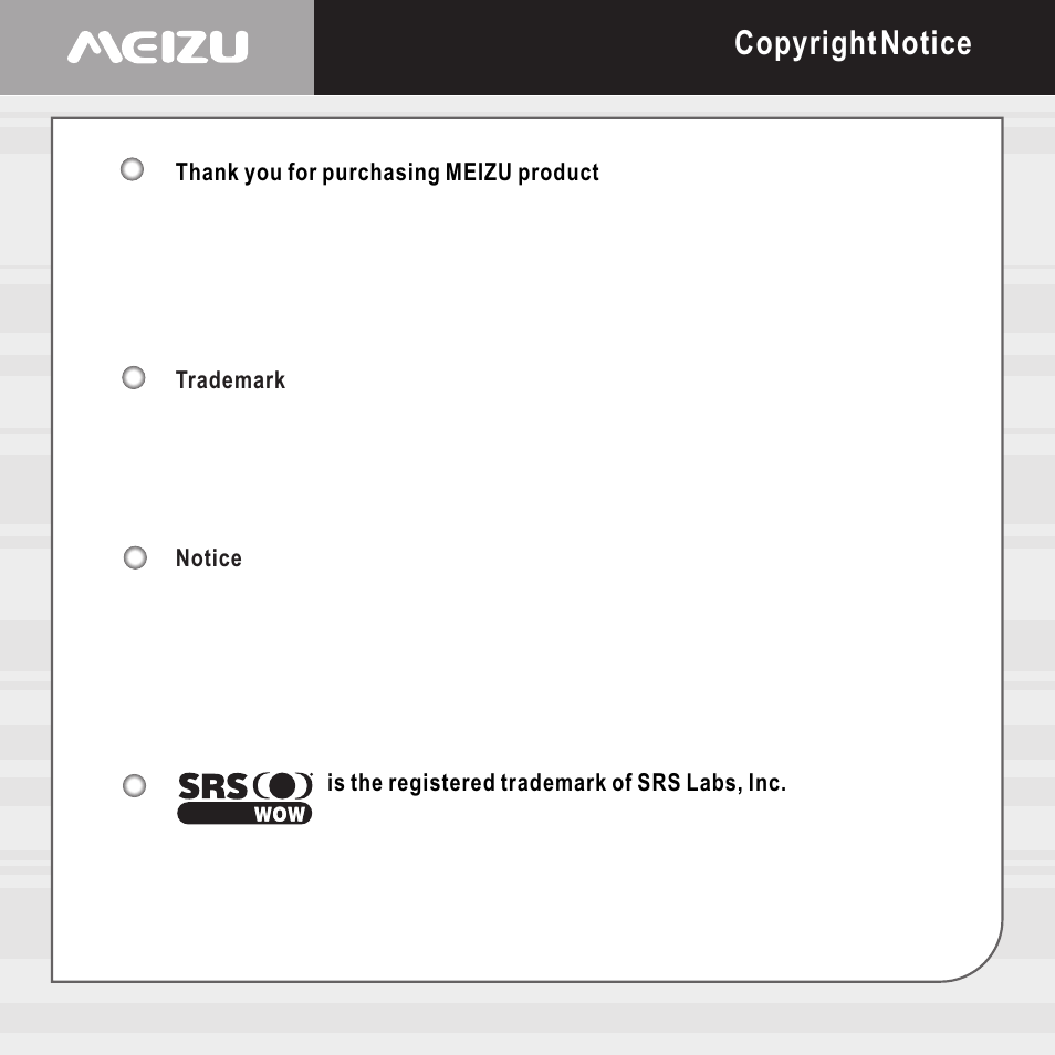 Copyright notice | Meizu E5 User Manual | Page 5 / 72