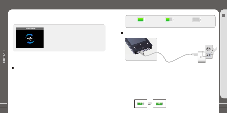 Т³гж 10, Connecting mini player, Charging the battery | Meizu MZ-03 User Manual | Page 10 / 40