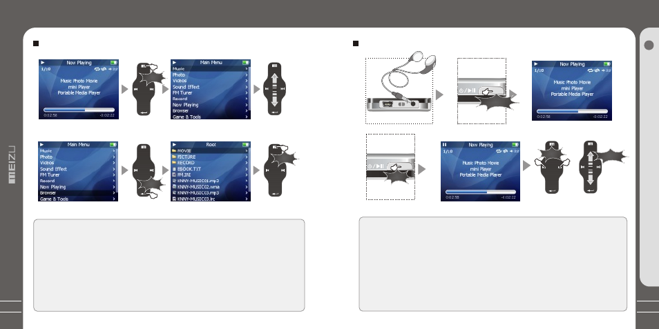 Т³гж 15, Listening to music, Using browser | Meizu MZ-03 User Manual | Page 15 / 40