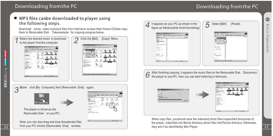 Downloading from the pc, The following steps | Meizu Portable Media Player User Manual | Page 12 / 37