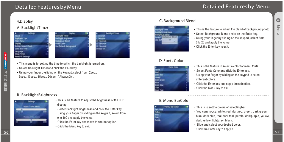 Detailed features by menu | Meizu Portable Media Player User Manual | Page 29 / 37