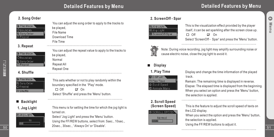 Detailed features by menu | Meizu X3 User Manual | Page 26 / 35
