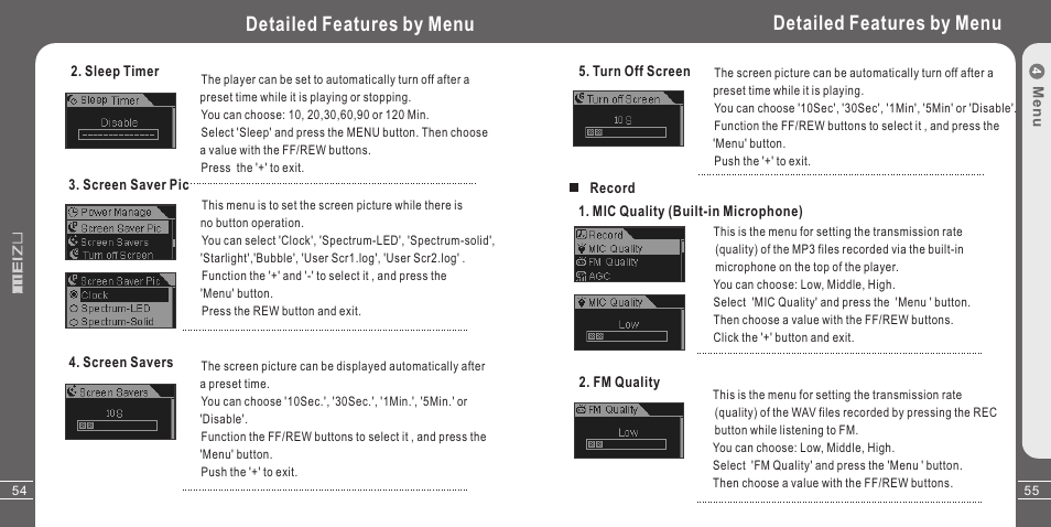 Detailed features by menu | Meizu X3 User Manual | Page 28 / 35