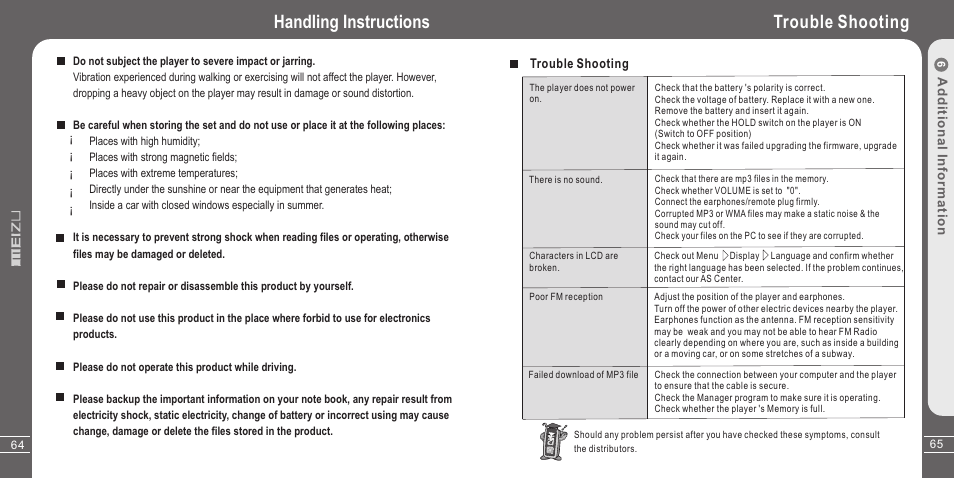 Handling instructions trouble shooting | Meizu X3 User Manual | Page 33 / 35