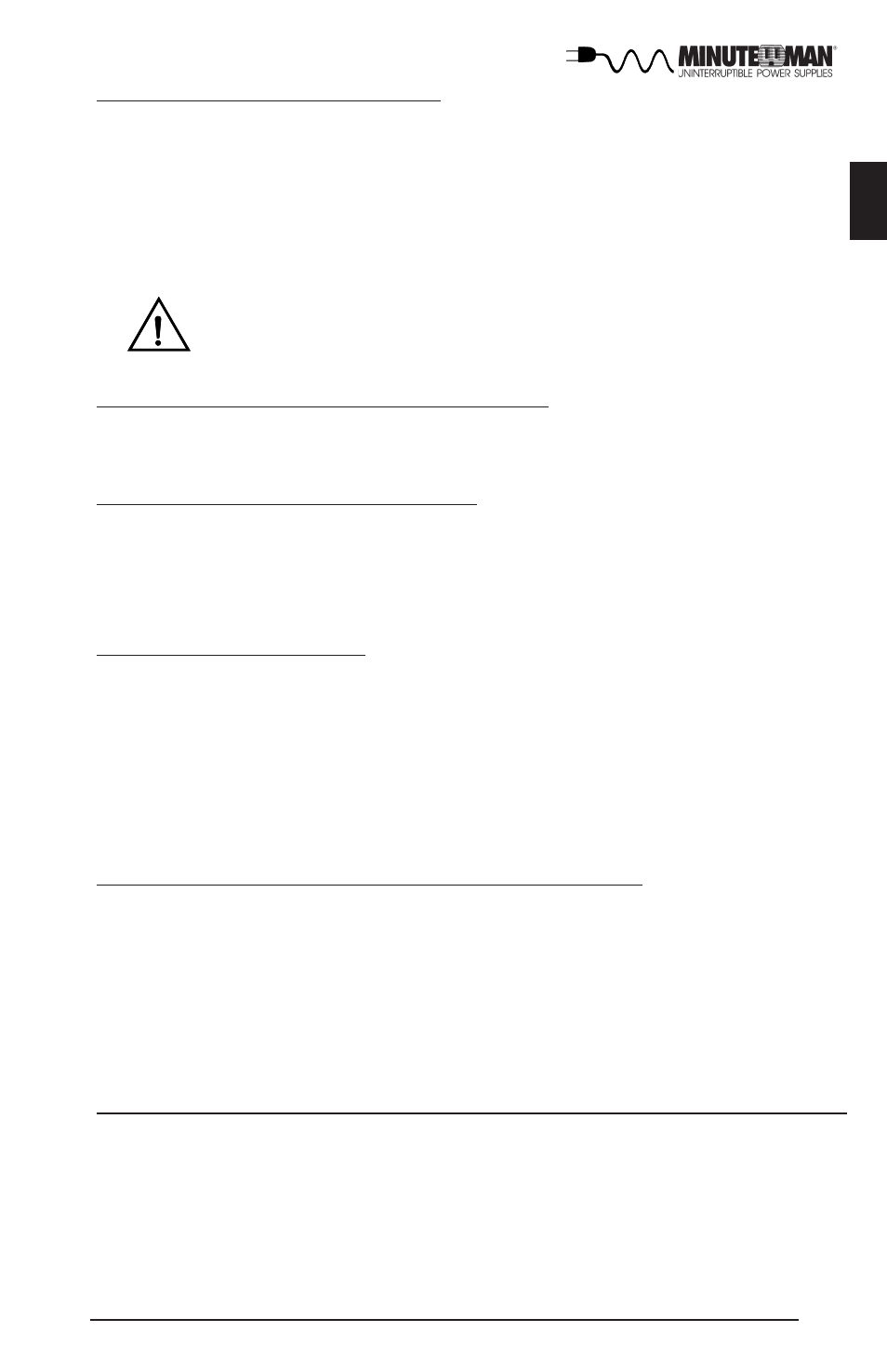 Caution | Minuteman UPS E700RM1U User Manual | Page 12 / 28