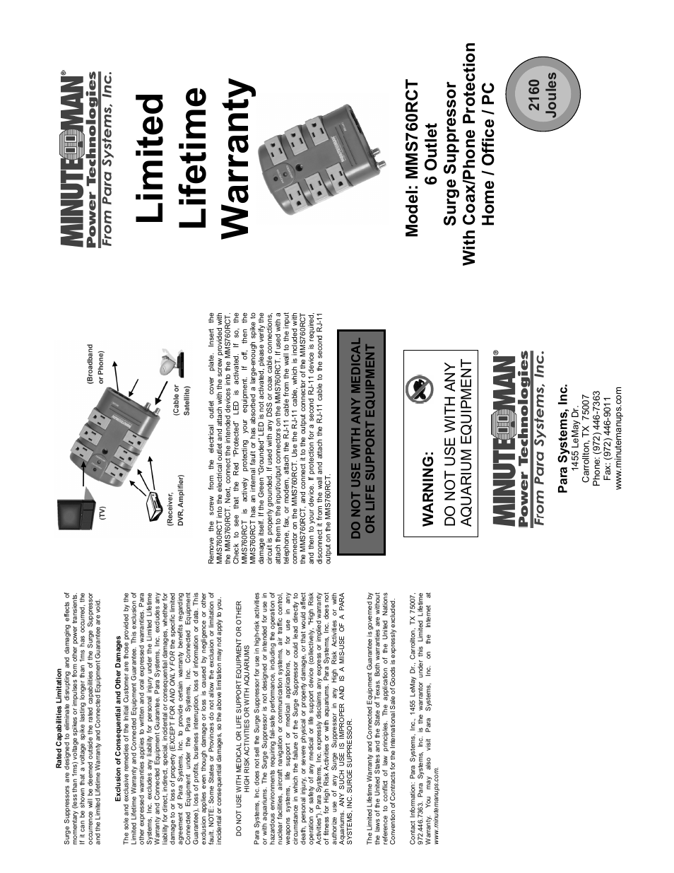 Minuteman UPS MMS760RCT User Manual | 2 pages