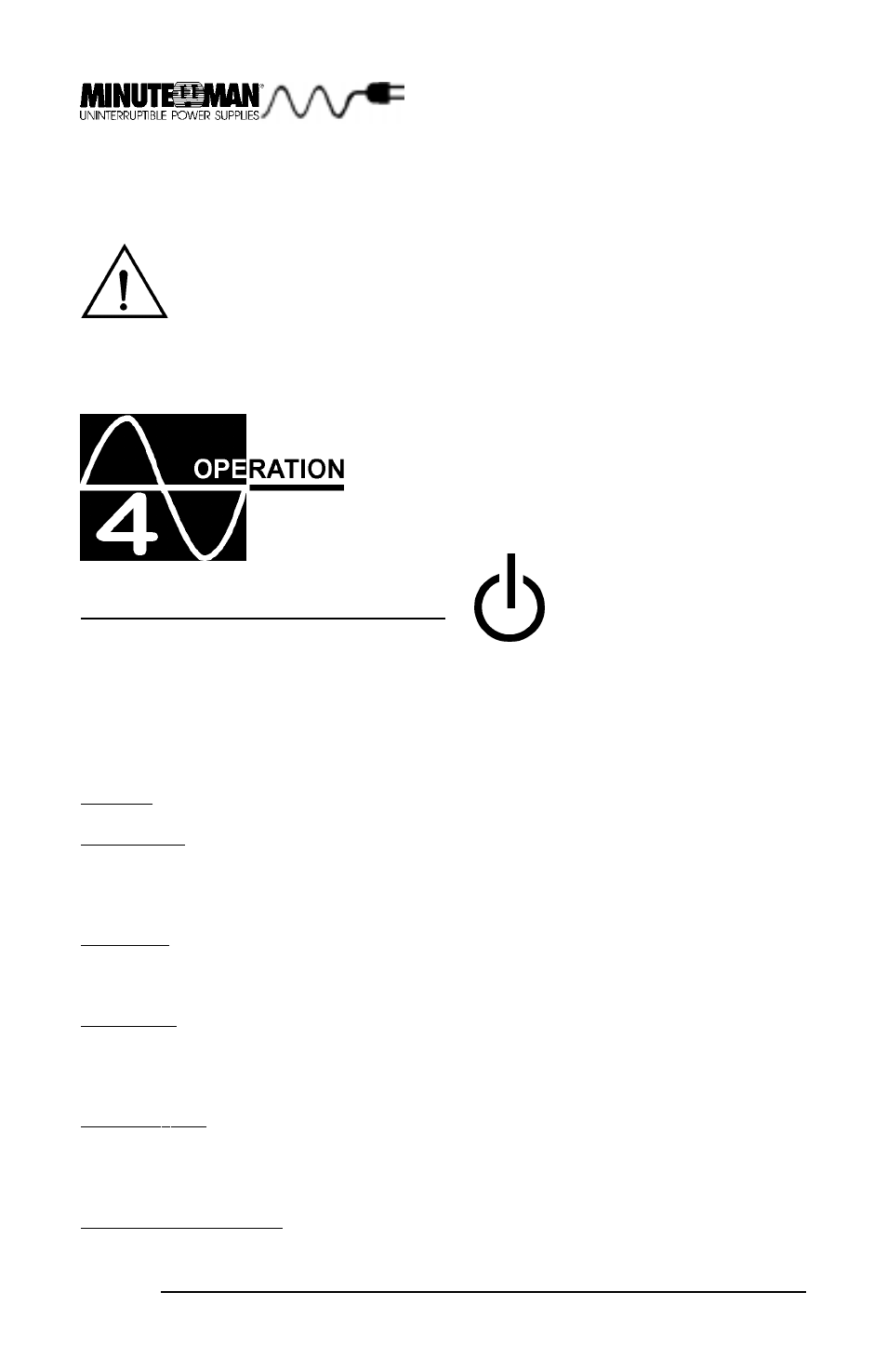 Turning the unit on/off, Caution | Minuteman UPS MCP 1000i User Manual | Page 14 / 24