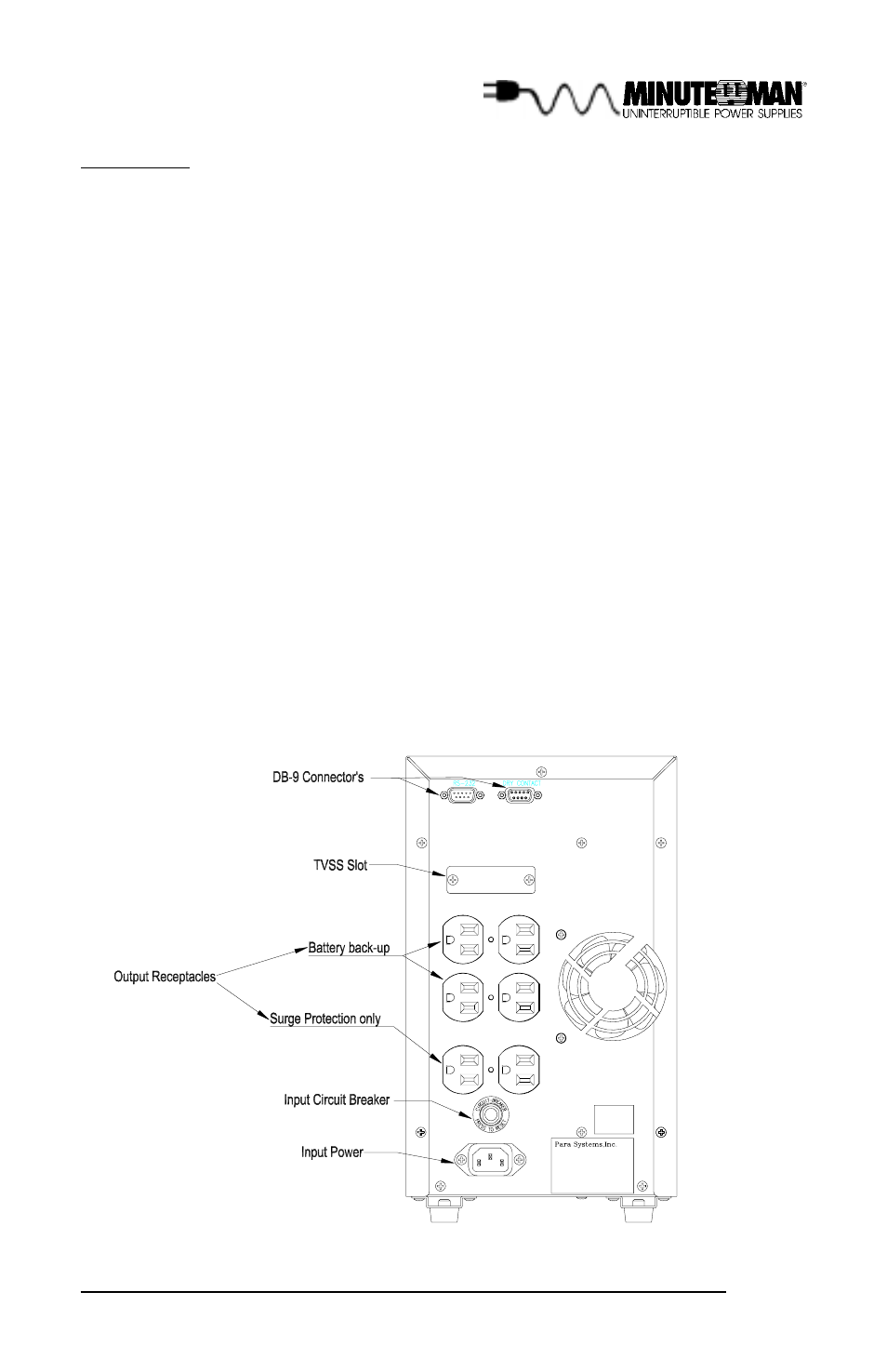 Mcp 1000 rear panel | Minuteman UPS MCP 1000i User Manual | Page 9 / 24