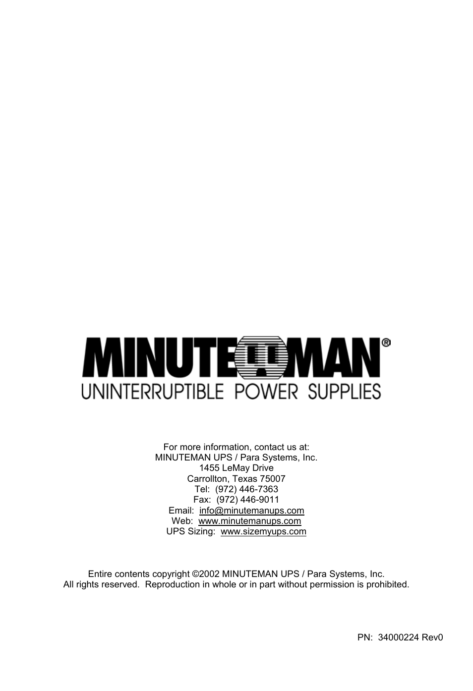 Minuteman UPS MN 325/MN 525 User Manual | Page 17 / 18