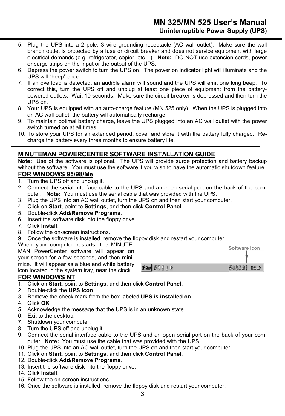 Minuteman UPS MN 325/MN 525 User Manual | Page 5 / 18