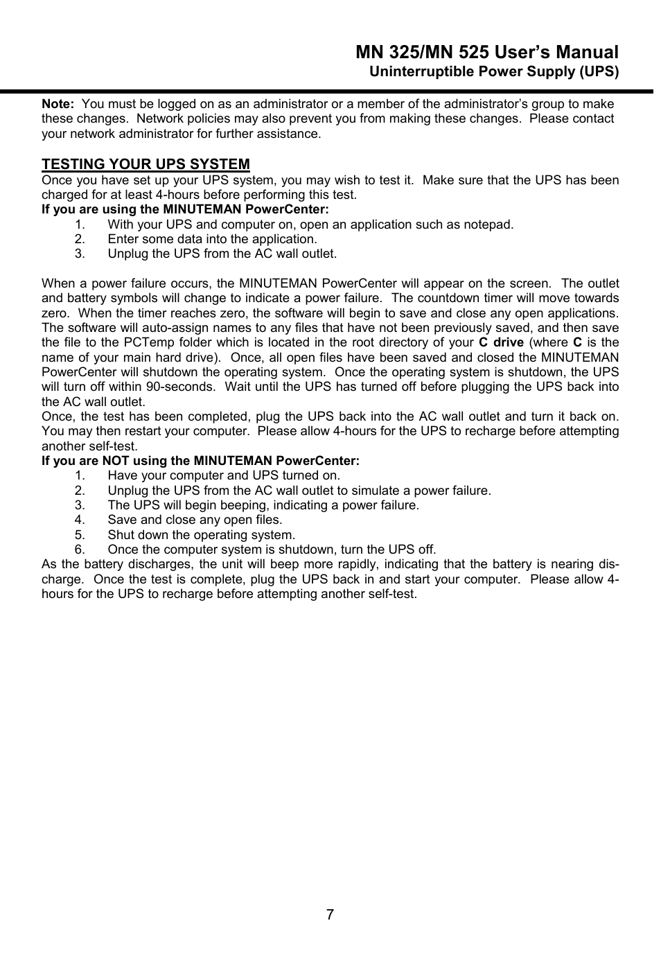 Minuteman UPS MN 325/MN 525 User Manual | Page 9 / 18