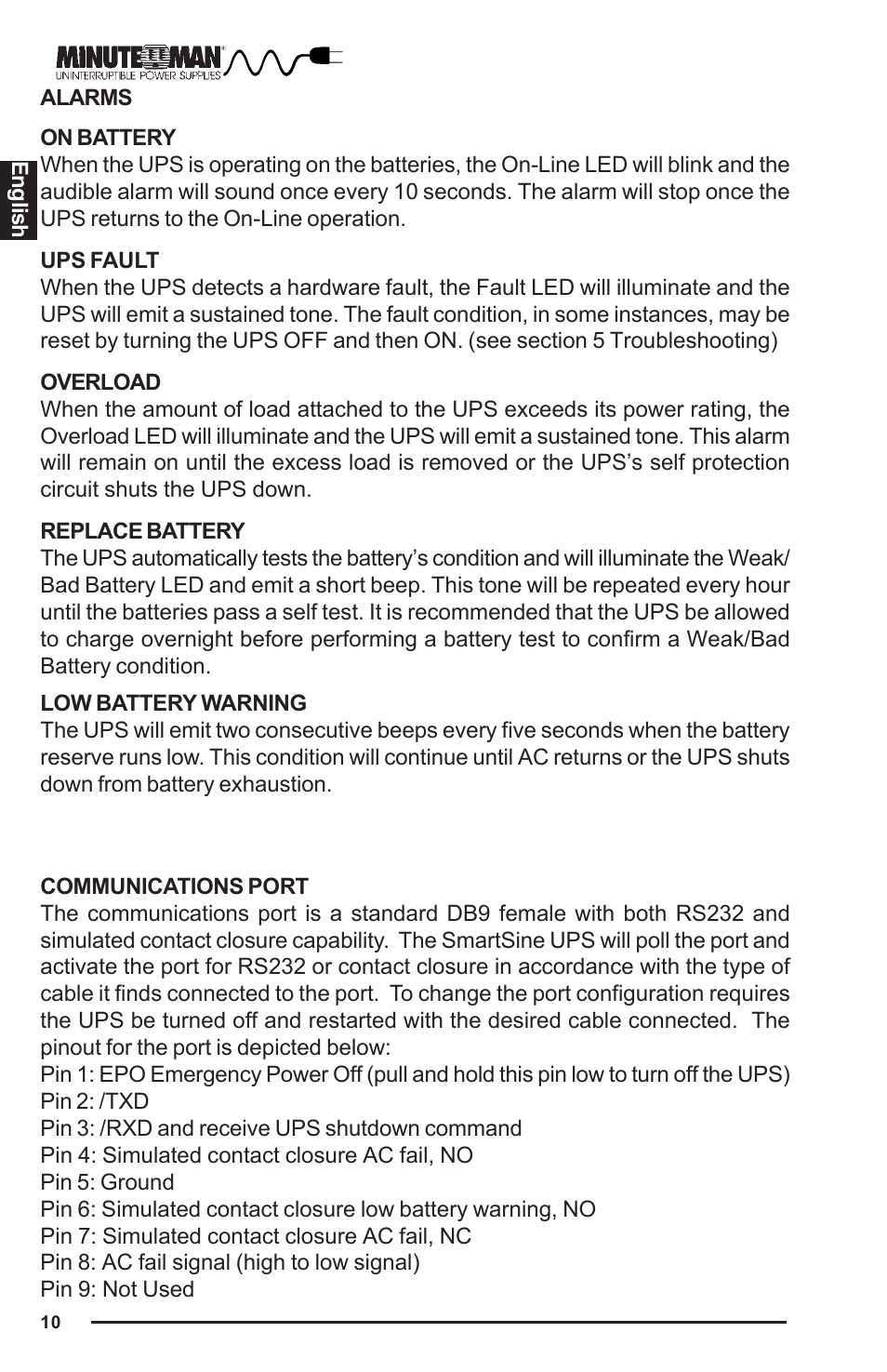 Minuteman UPS UPS User Manual | Page 11 / 24