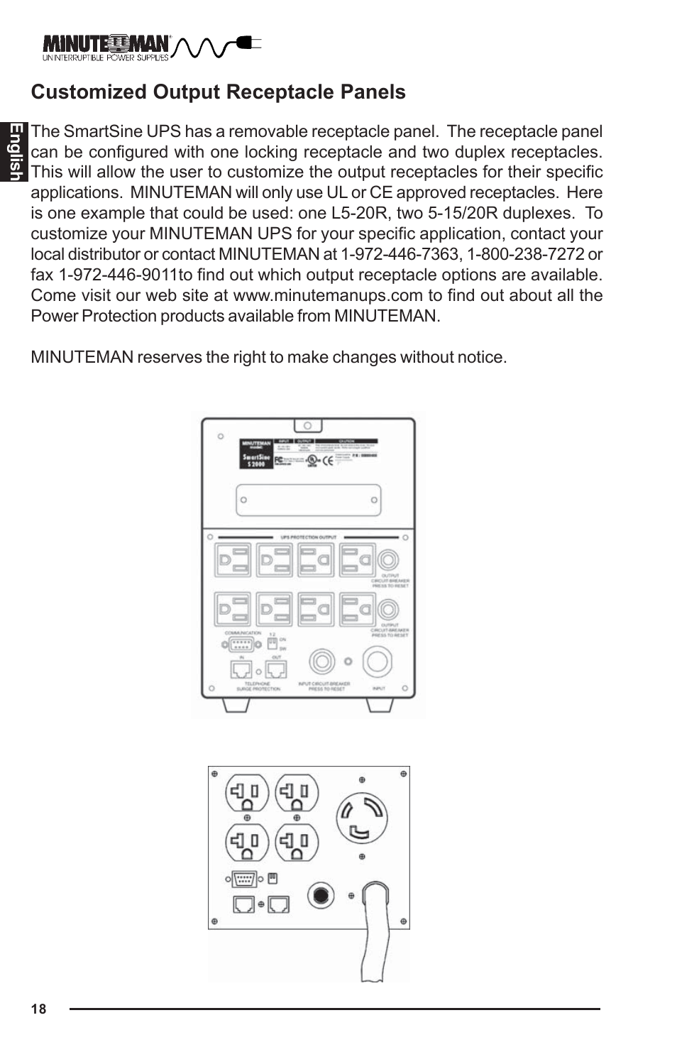 Customized output receptacle panels | Minuteman UPS UPS User Manual | Page 19 / 24