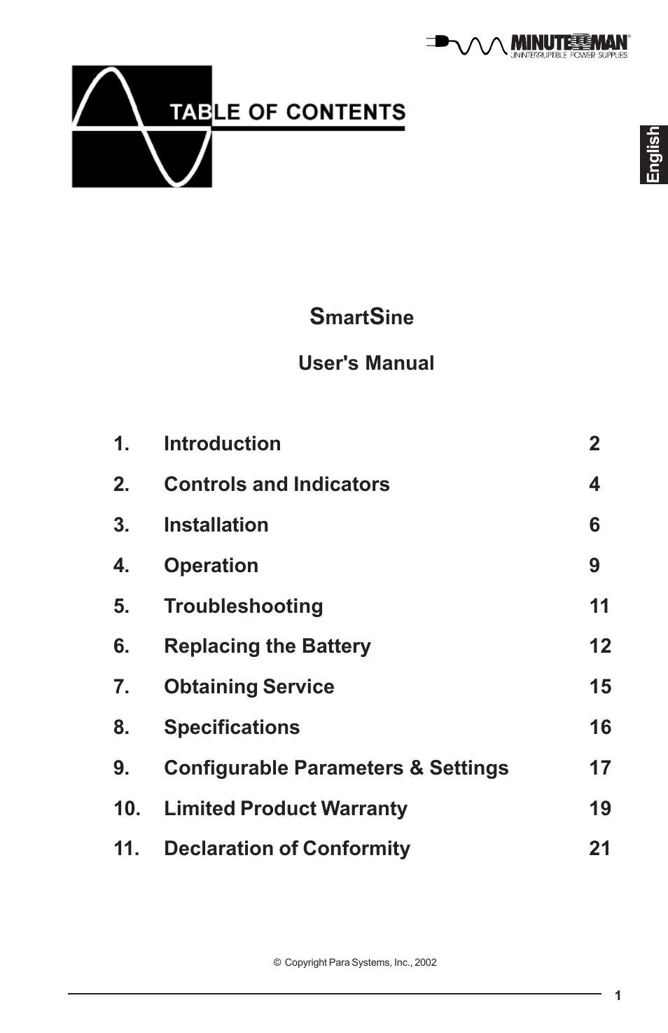 Minuteman UPS UPS User Manual | Page 2 / 24