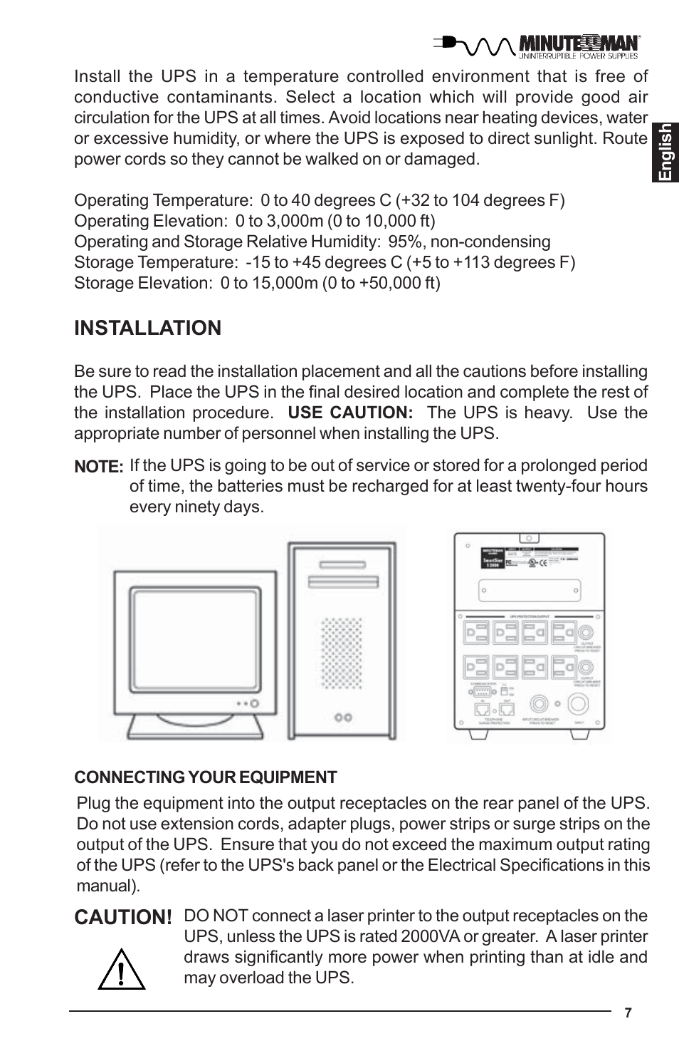 Installation, Caution | Minuteman UPS UPS User Manual | Page 8 / 24