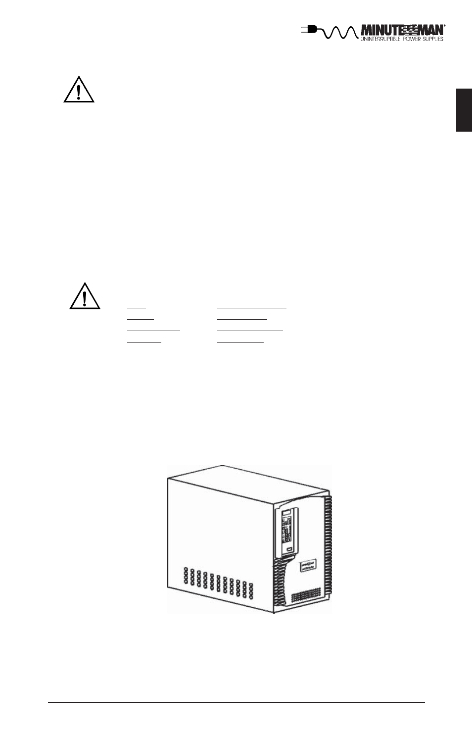 Caution, English english | Minuteman UPS MCP-E User Manual | Page 22 / 32