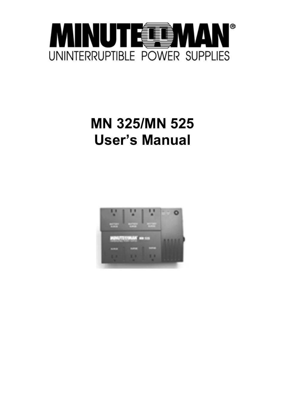 Minuteman UPS MN 525 User Manual | 18 pages