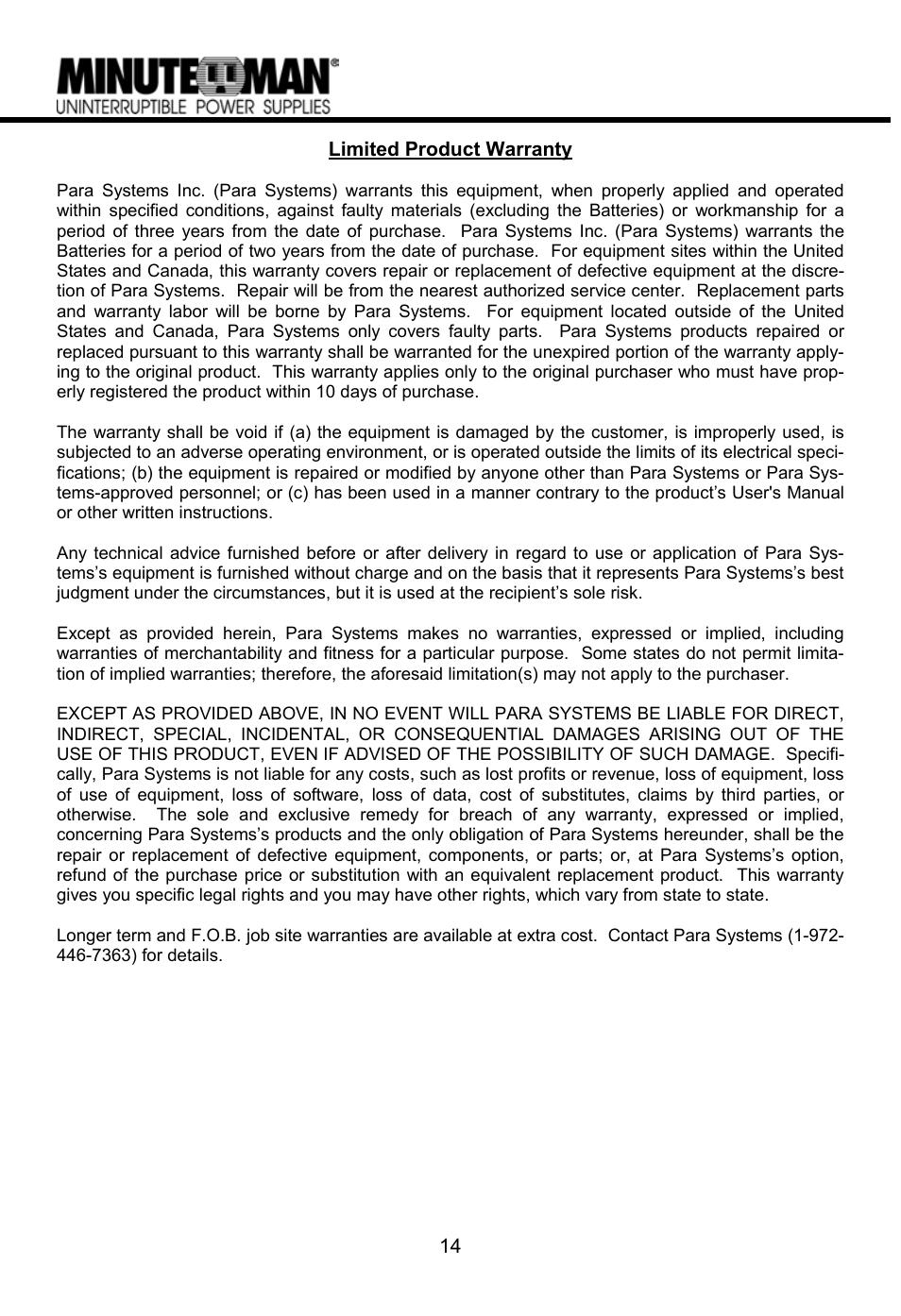 Minuteman UPS MN 525 User Manual | Page 16 / 18