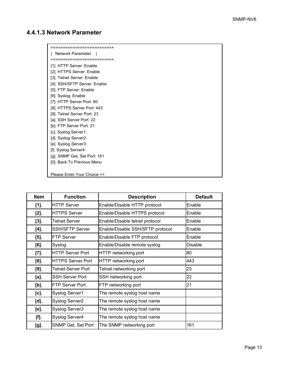 3 network parameter | Minuteman UPS PARA SYSTEMS SNMP-NV6 User Manual | Page 13 / 43