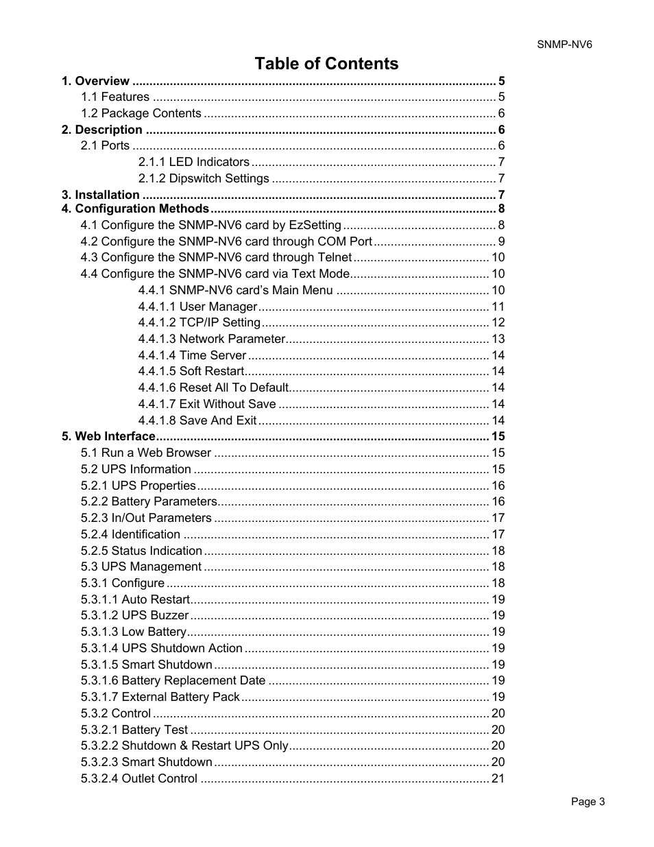 Minuteman UPS PARA SYSTEMS SNMP-NV6 User Manual | Page 3 / 43