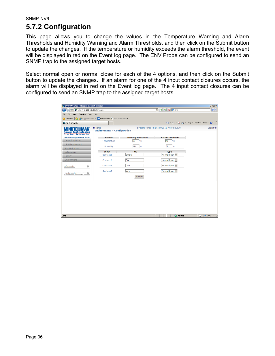 2 configuration | Minuteman UPS PARA SYSTEMS SNMP-NV6 User Manual | Page 36 / 43