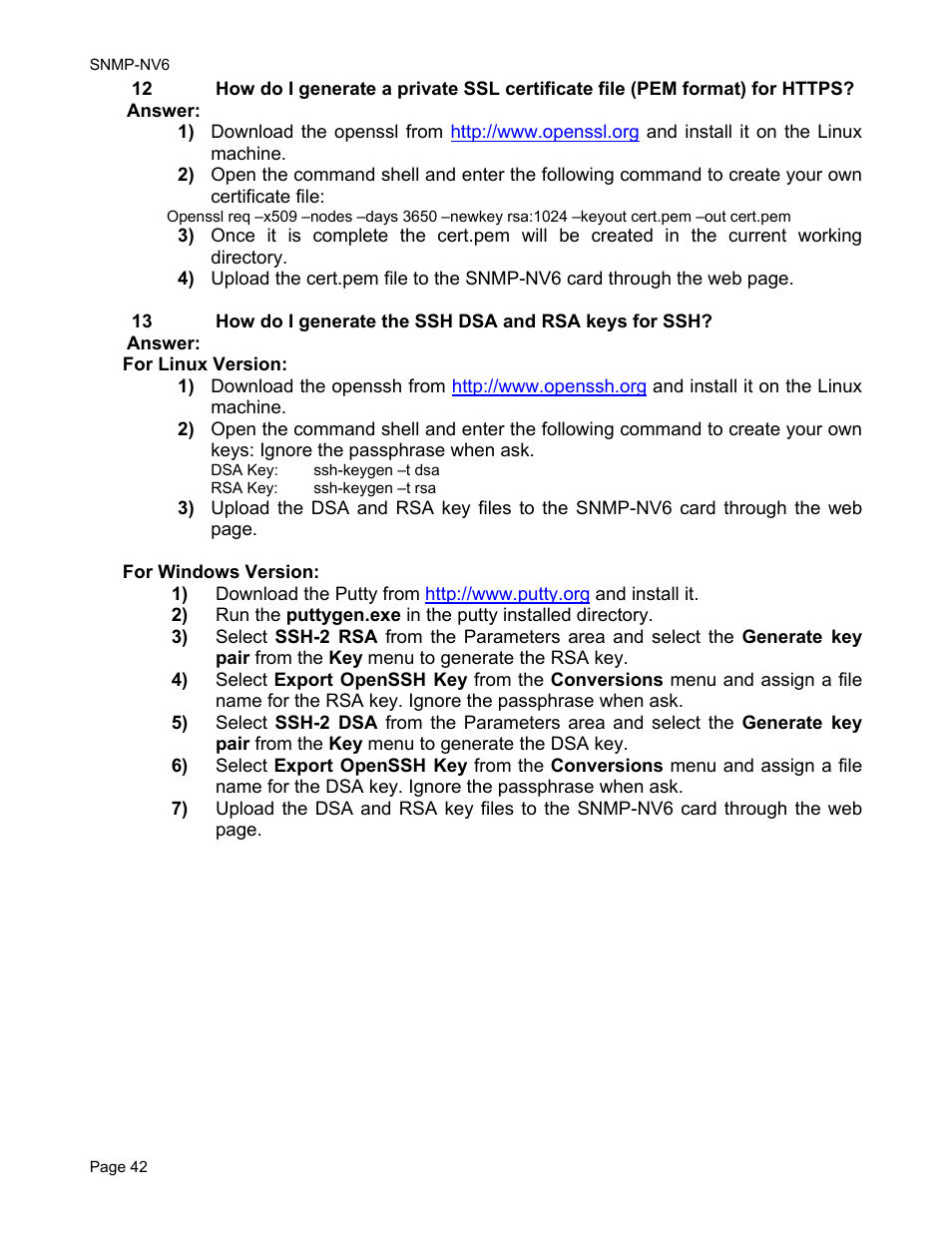 Minuteman UPS PARA SYSTEMS SNMP-NV6 User Manual | Page 42 / 43