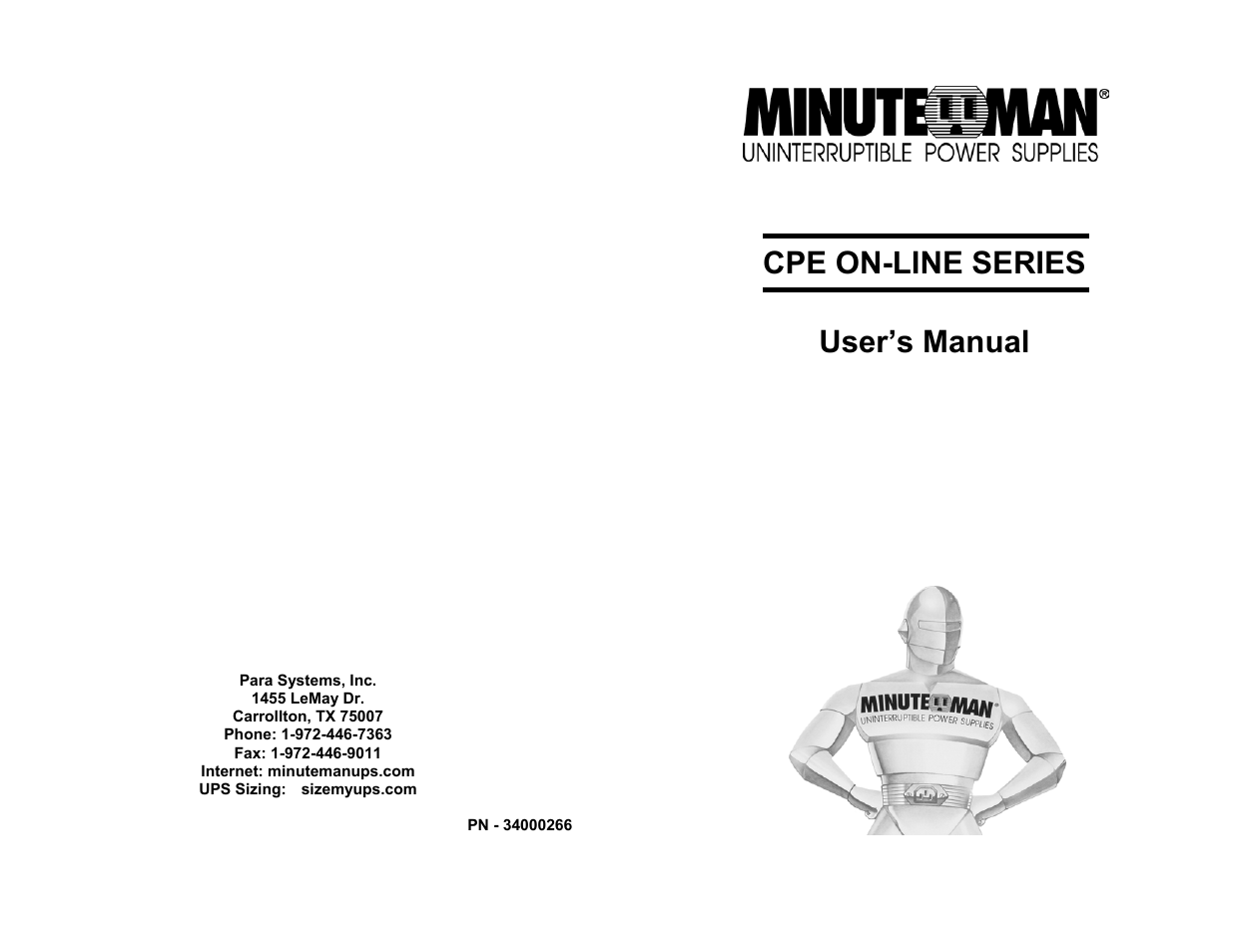 Minuteman UPS CPE 2000 User Manual | 17 pages