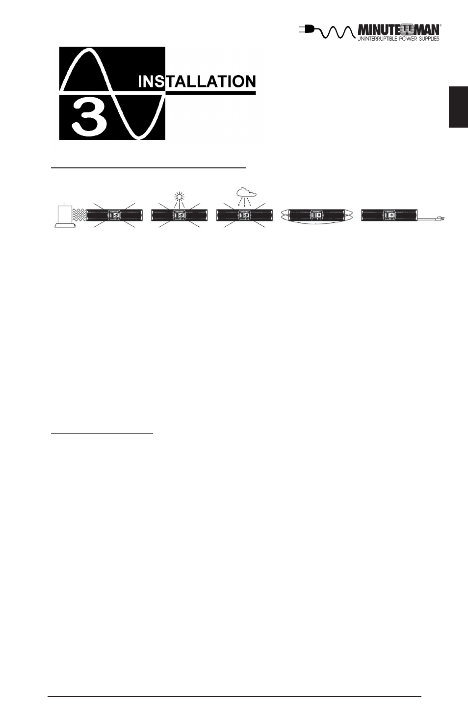 Installation placement, Installation | Minuteman UPS Enterprise Plus Series User Manual | Page 10 / 32