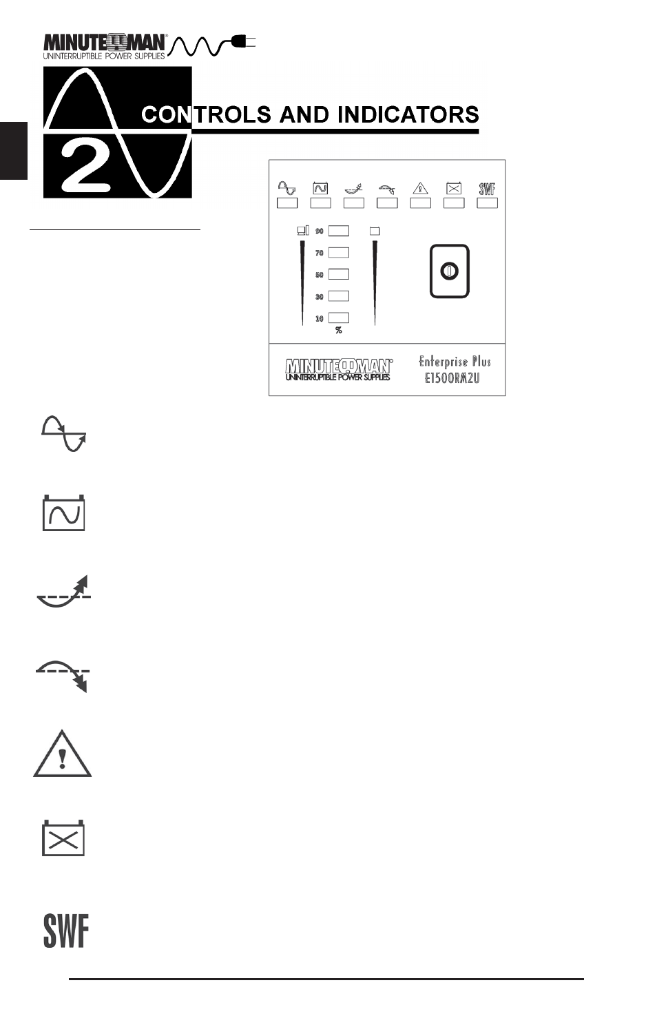 Control panel | Minuteman UPS Enterprise Plus Series User Manual | Page 7 / 32