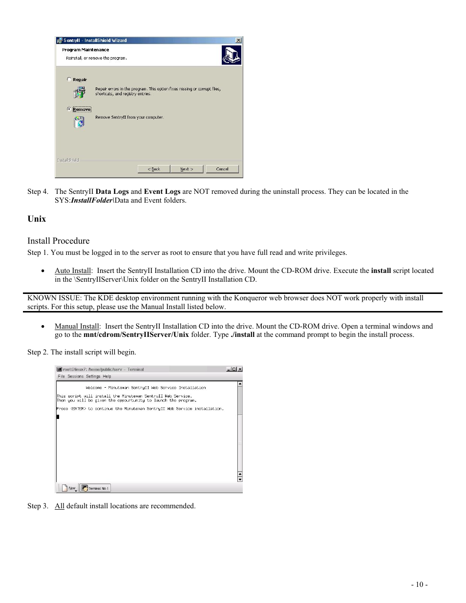 Unix, Install procedure | Minuteman UPS SentryII UPS User Manual | Page 10 / 37