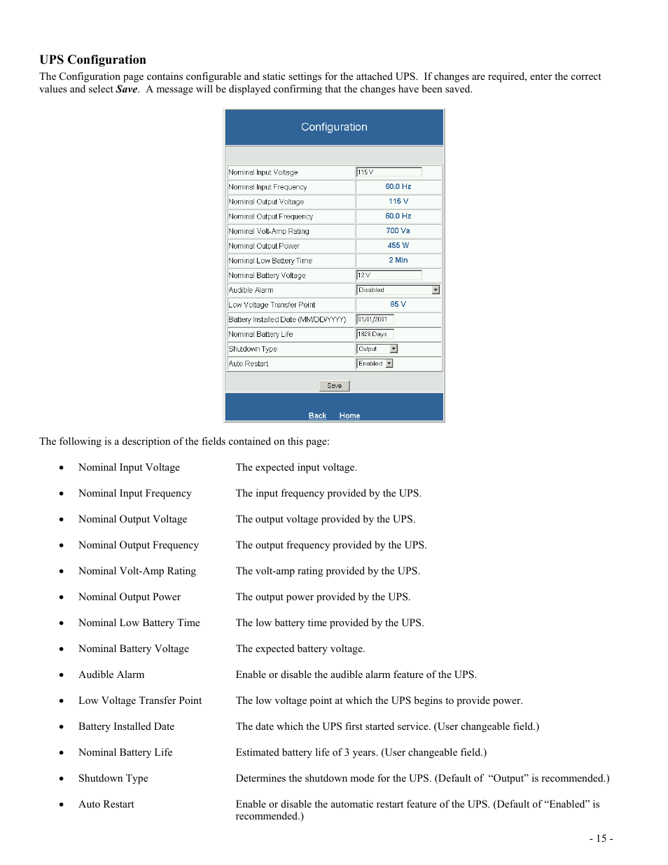 Ups configuration, Ups c, Onfiguration | Minuteman UPS SentryII UPS User Manual | Page 15 / 37