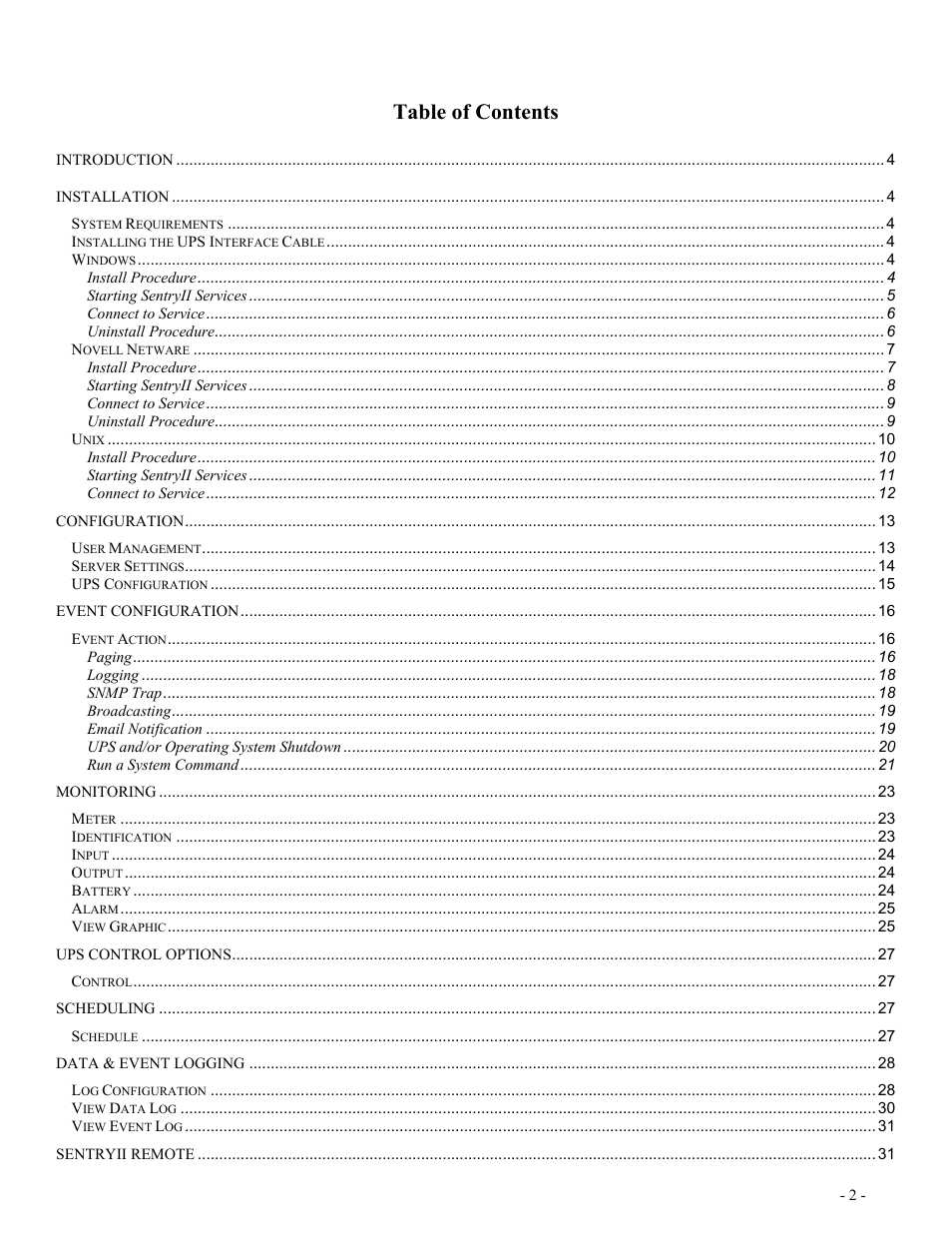Minuteman UPS SentryII UPS User Manual | Page 2 / 37