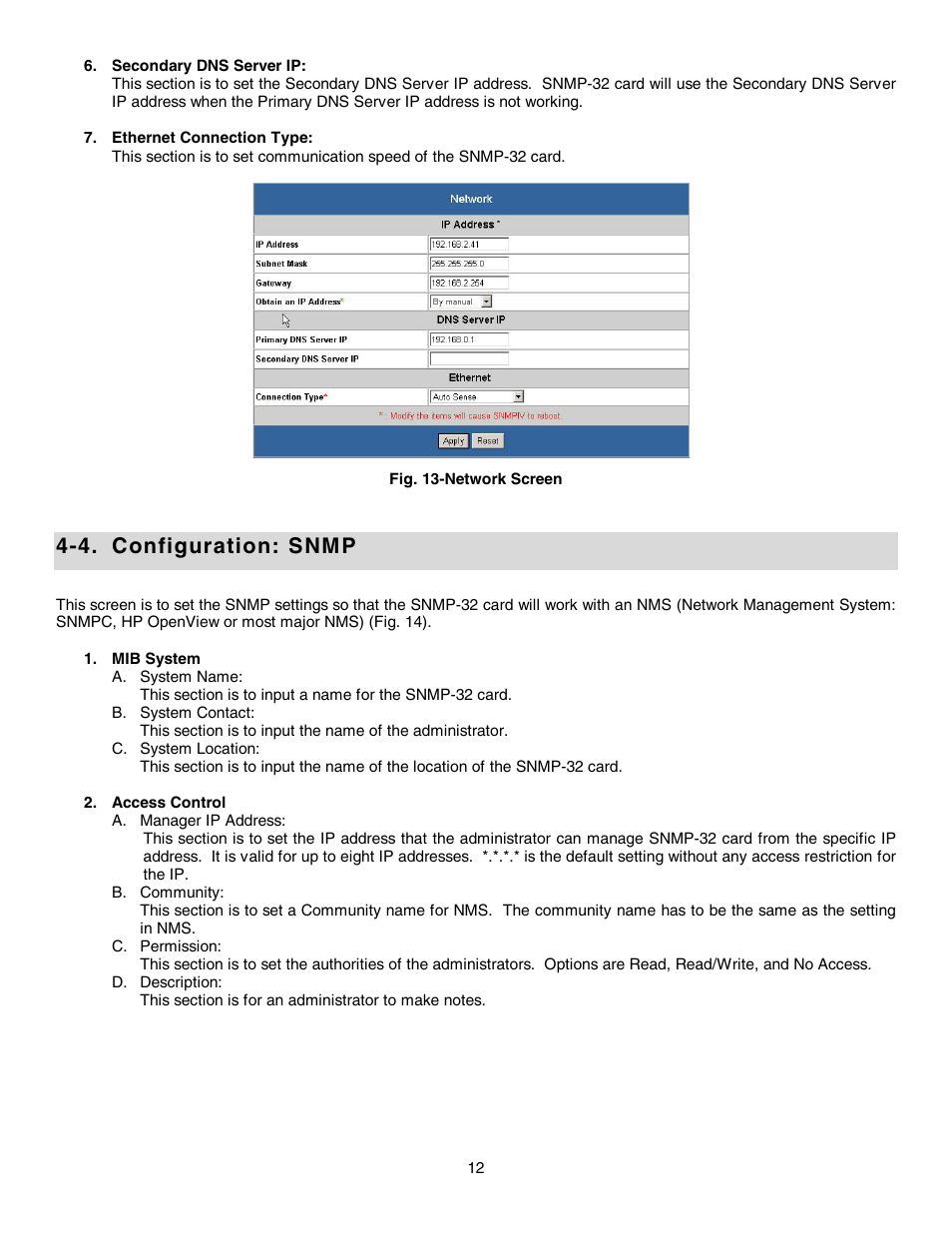 4. configuration: snmp | Minuteman UPS SNMP-32 Series User Manual | Page 12 / 40