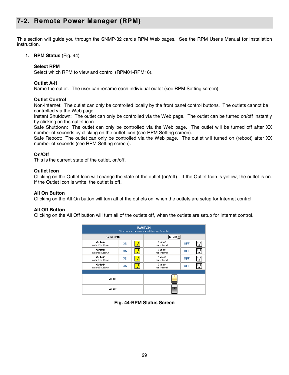 2. remote power manager (rpm) | Minuteman UPS SNMP-32 Series User Manual | Page 29 / 40