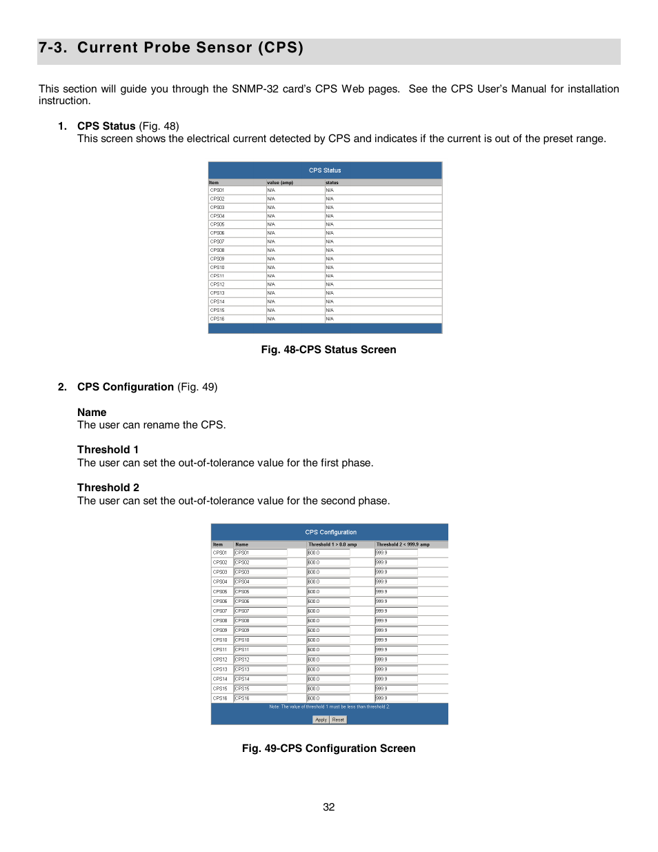 3. current probe sensor (cps) | Minuteman UPS SNMP-32 Series User Manual | Page 32 / 40