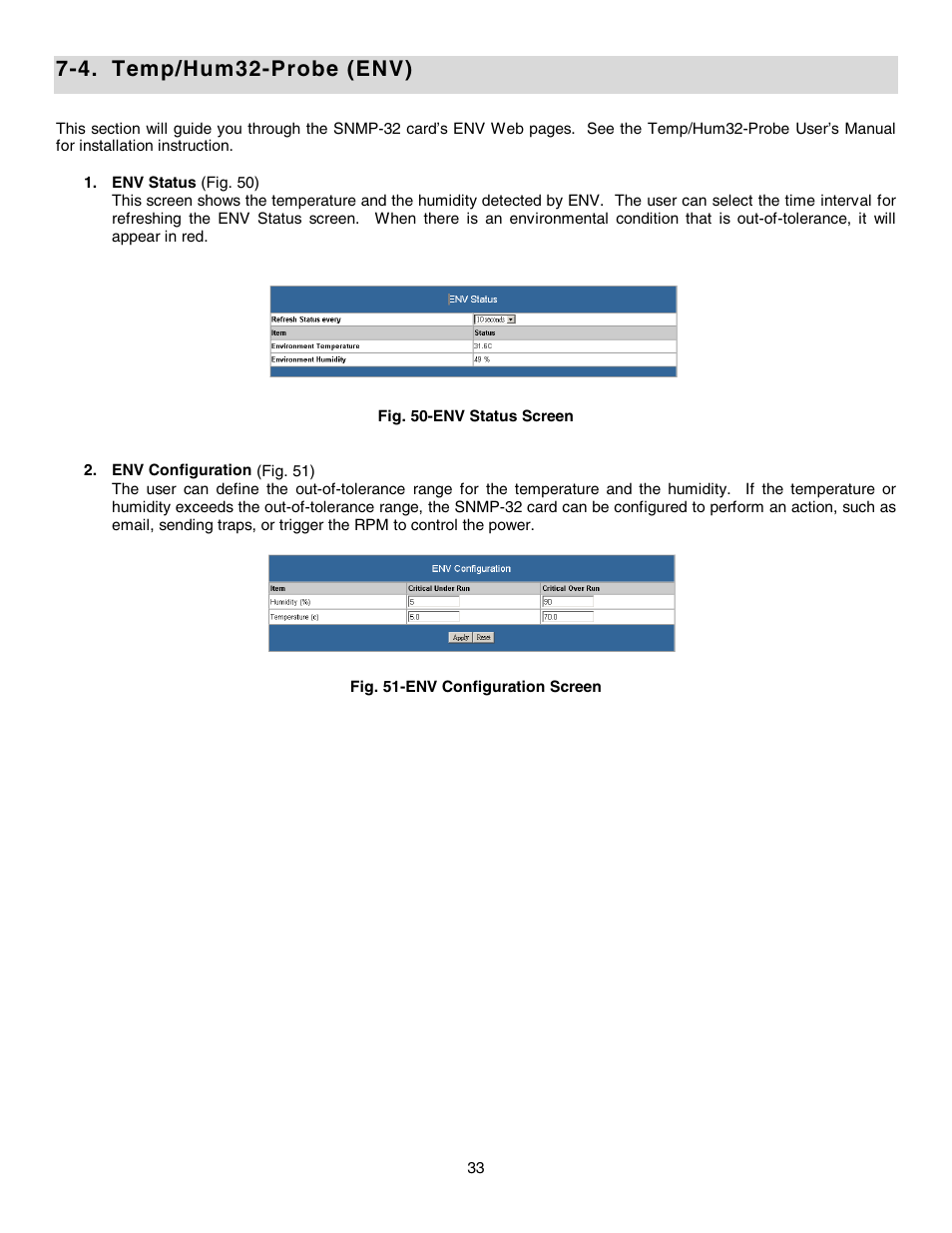 4. temp/hum32-probe (env) | Minuteman UPS SNMP-32 Series User Manual | Page 33 / 40