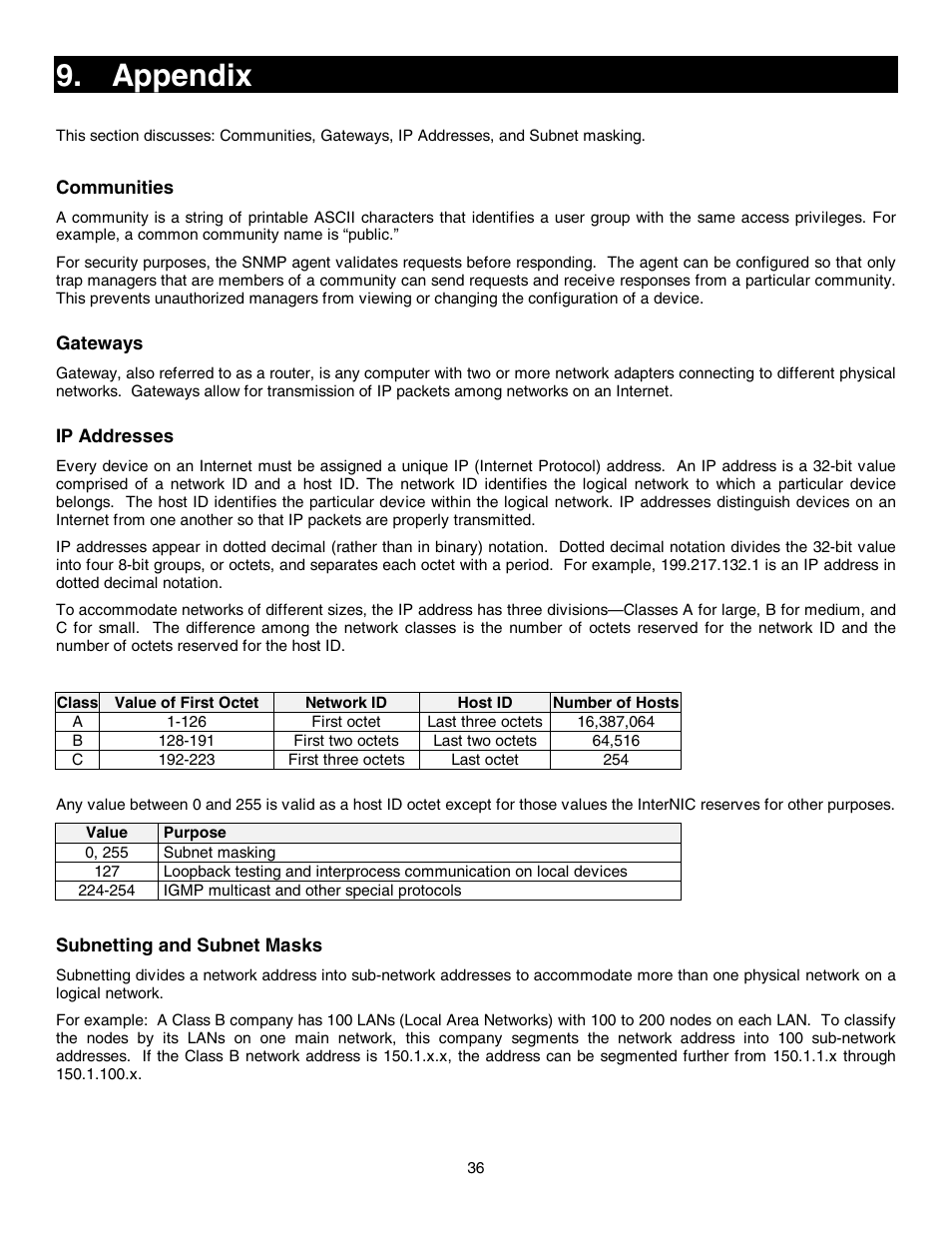 Appendix | Minuteman UPS SNMP-32 Series User Manual | Page 36 / 40