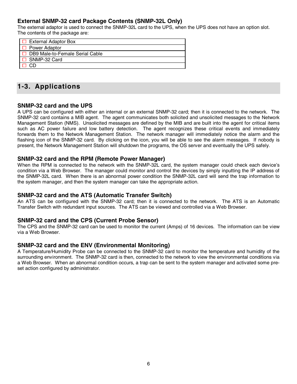 3. applications | Minuteman UPS SNMP-32 Series User Manual | Page 6 / 40