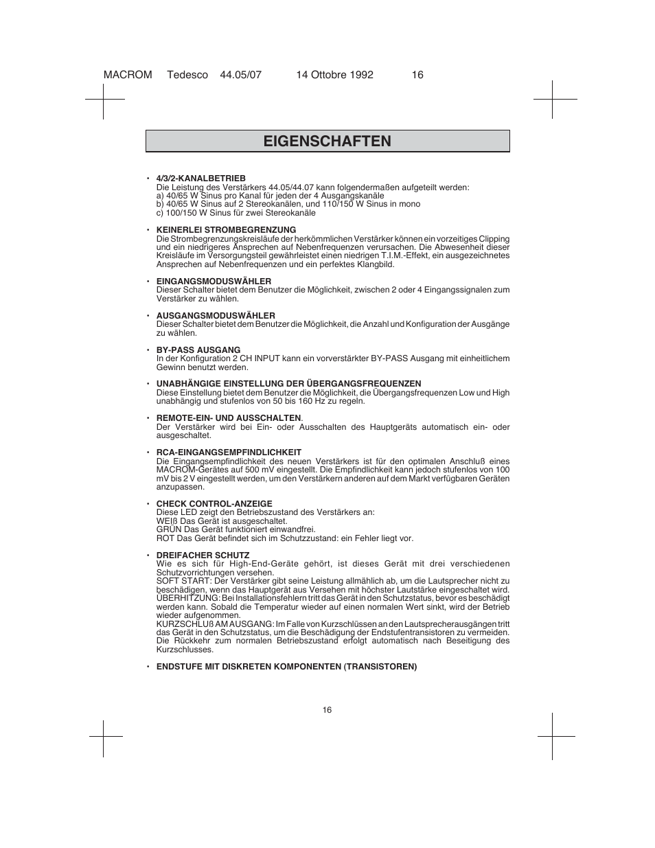 Eigenschaften | Macrom 44.05 User Manual | Page 14 / 44