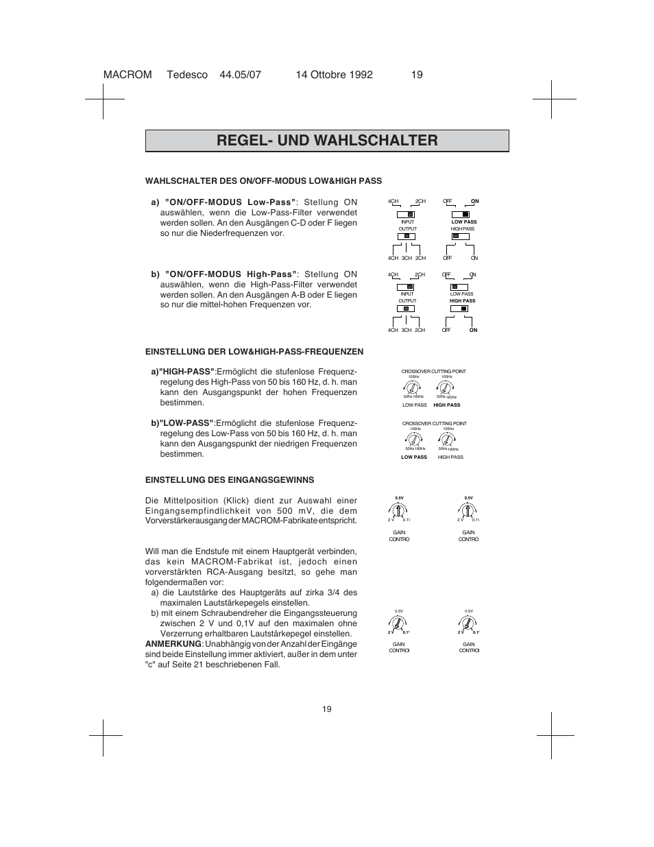 Regel- und wahlschalter | Macrom 44.05 User Manual | Page 17 / 44